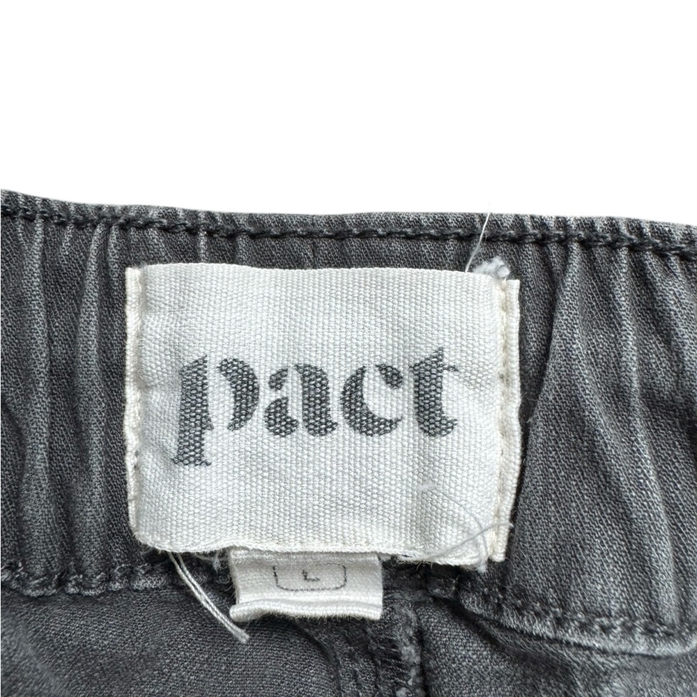 Pact Organic Cotton Canvas Slim Fit Pants Mens Large Storm Gray Elastic Waist - Picture 3 of 8